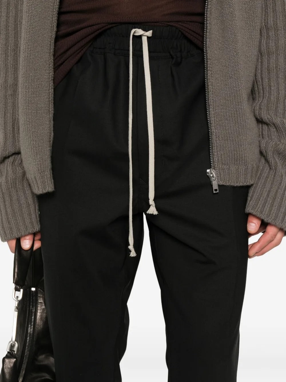 RICK OWENS - Men Wool Drawstring Slim Long Pants - 5
