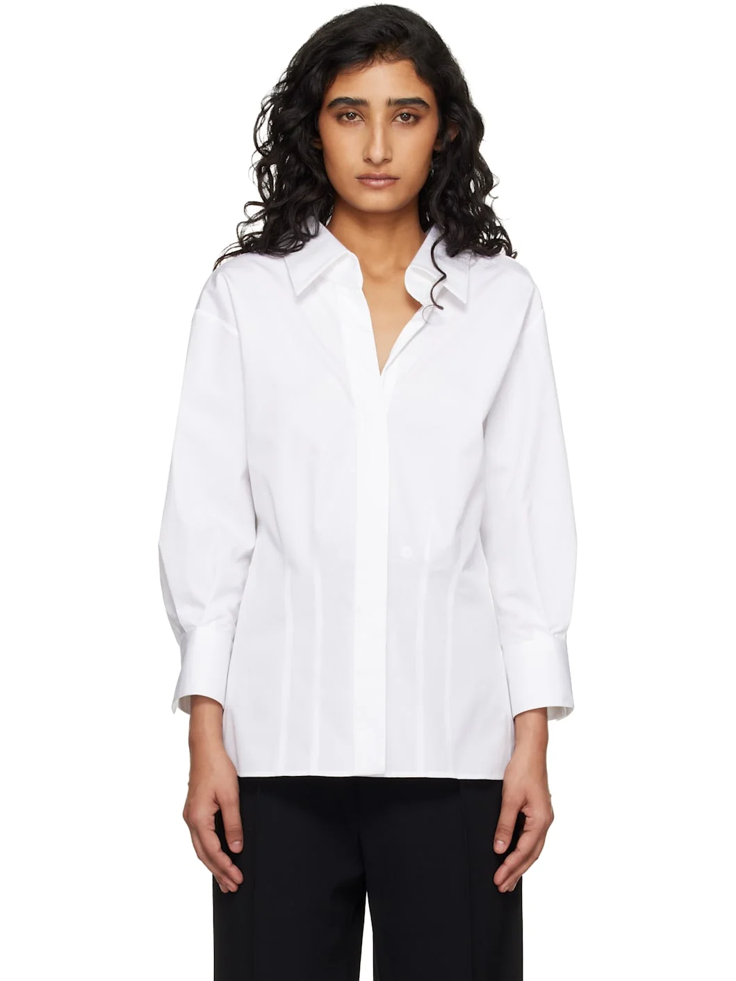 White Slashed Poplin Shirt - 1