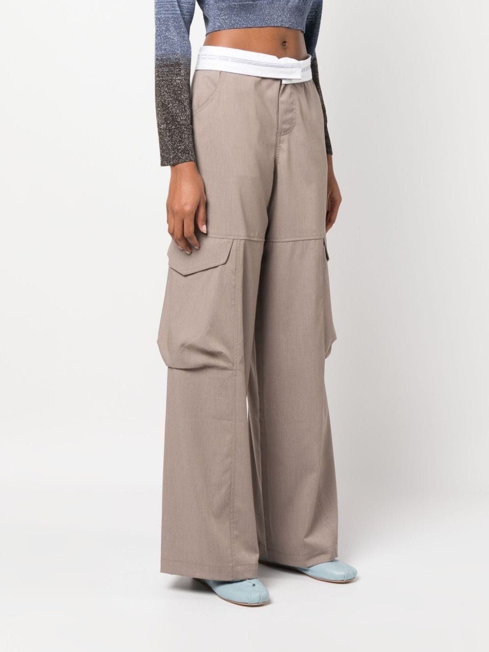 wide-leg cargo trousers - 3