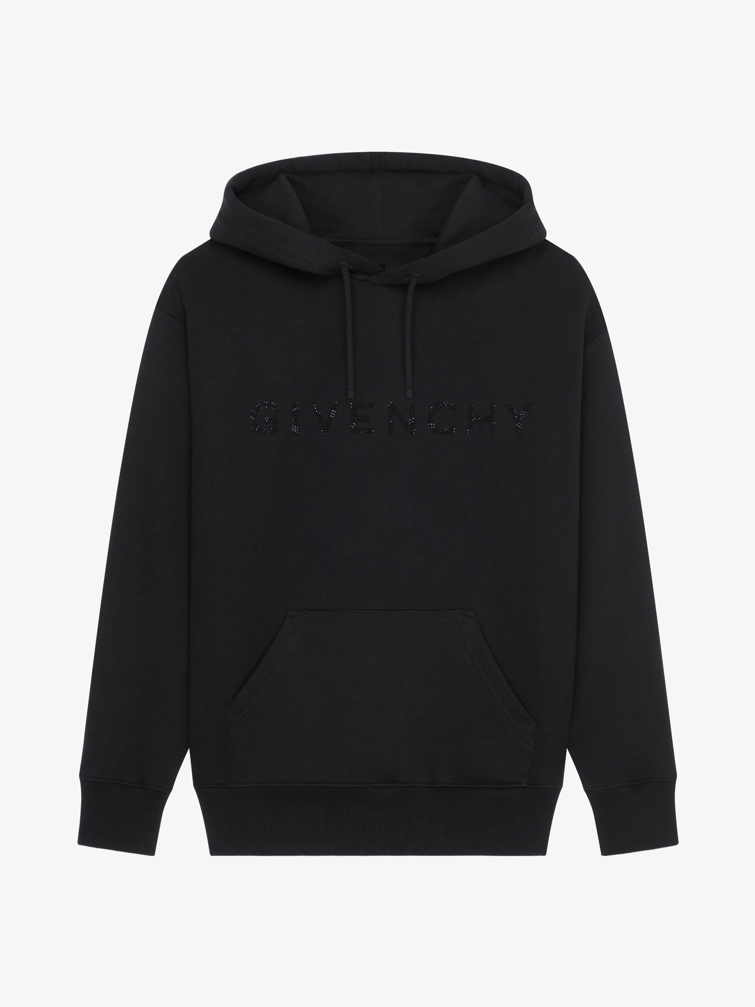 HOODIE IN FLEECE WITH GIVENCHY RHINESTONES - 1