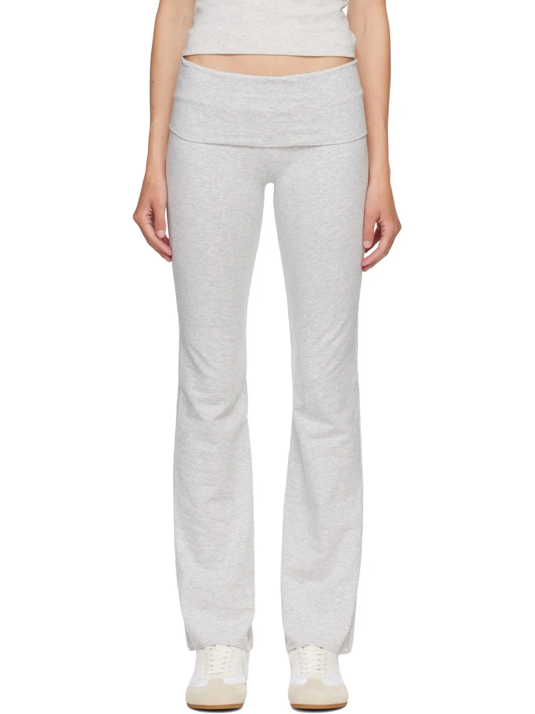 Gray Cotton Jersey Foldover Lounge Pants - 1