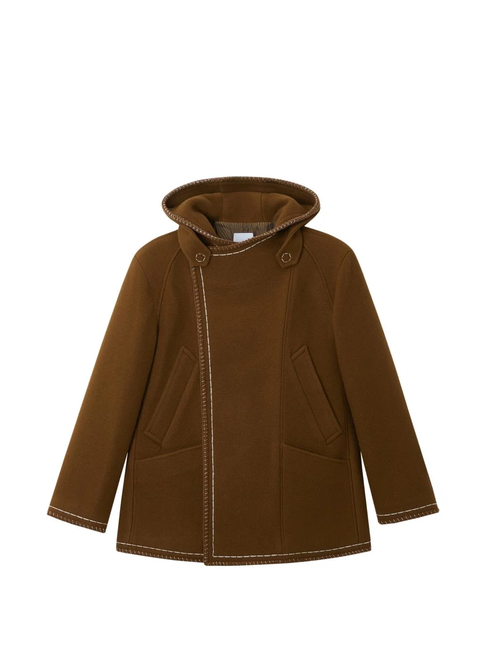 hooded stitch coat - 1