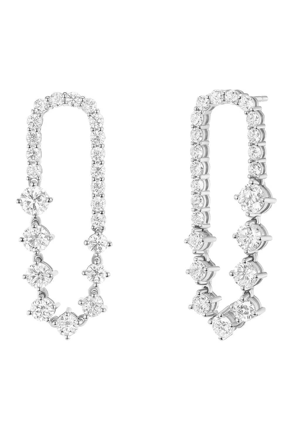 Diamond Small Stella Ellipse Earrings - White Gold - 1