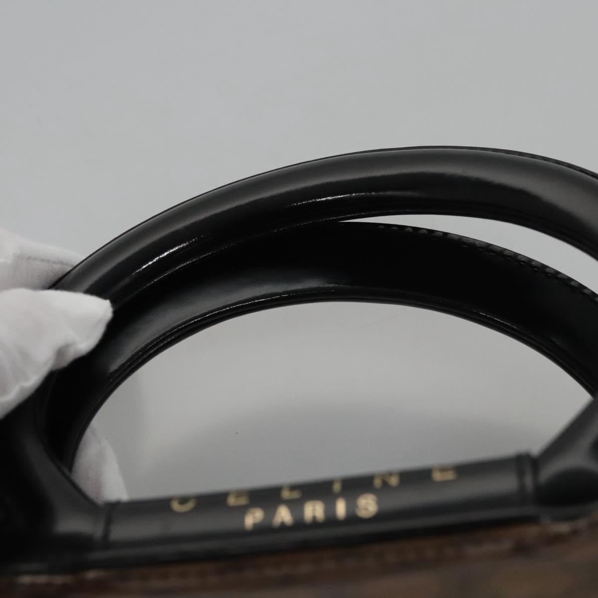 CELINE Macadam Canvas Hand Bag Pvc Brown Black Gold - 8