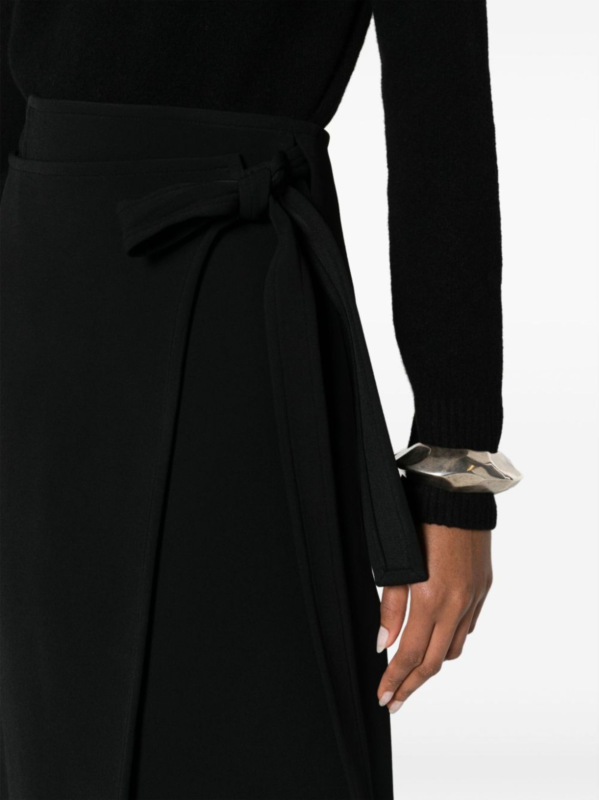 black Helen wrap midi skirt - 5