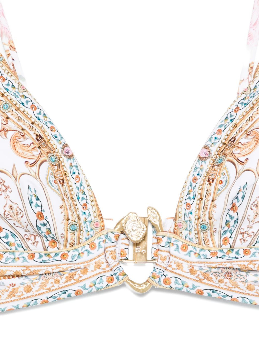 paisley-print buckle bikini top - 3