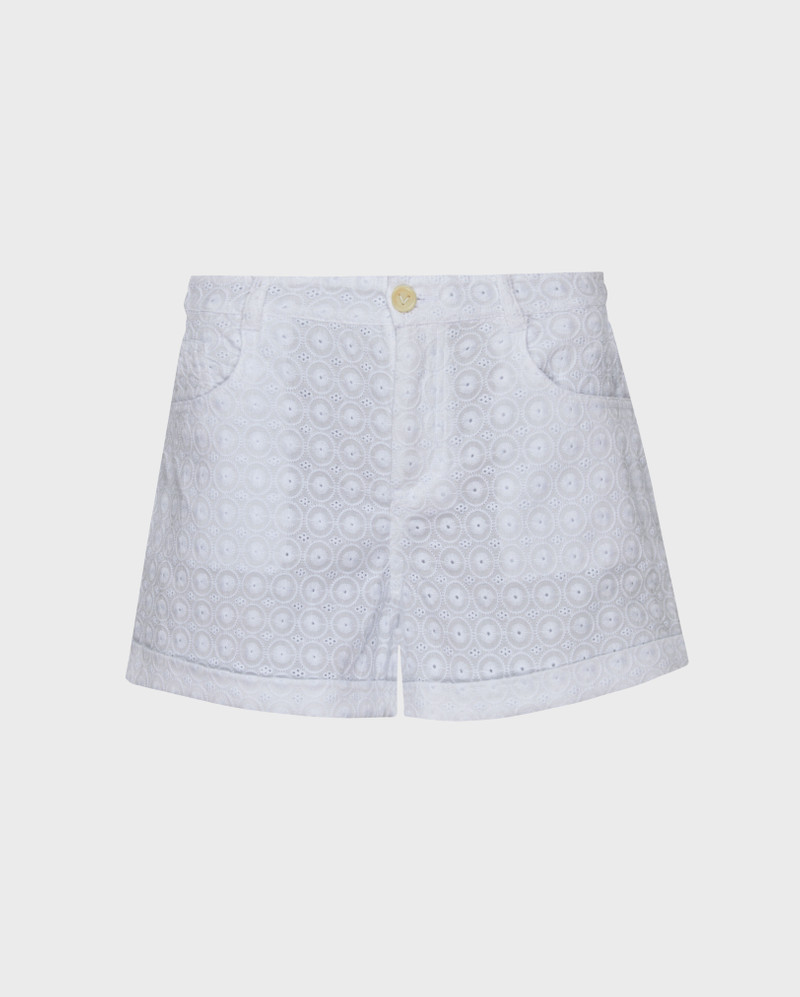 WOMEN COTTON BERMUDA SHORTS BRODERIE ANGLAISE 1