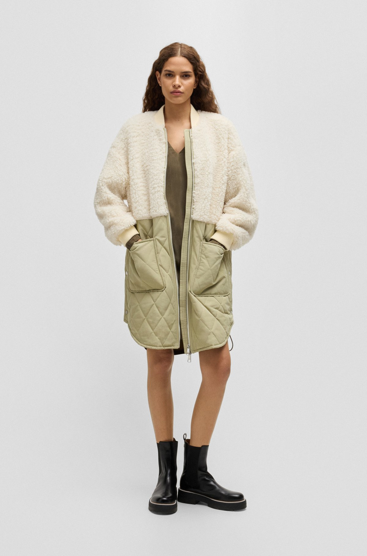 TEDDY-PANELED QUILTED JACKET - 2