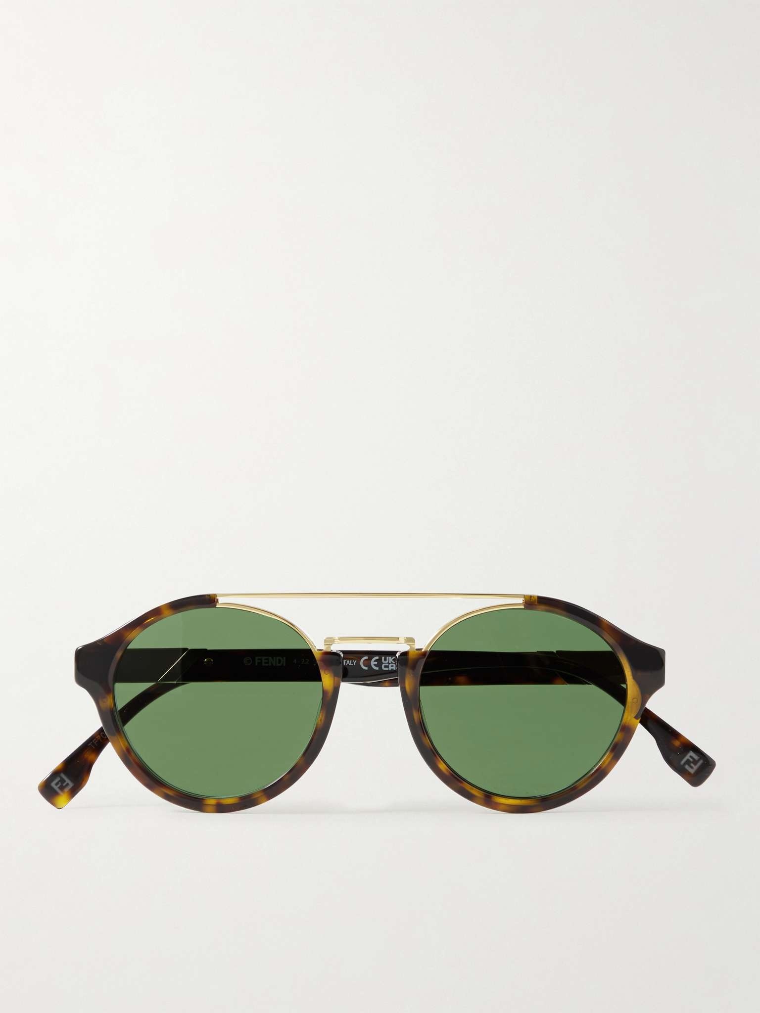 Round-Frame Gold-Tone and Tortoiseshell Acetate Sunglasses - 1