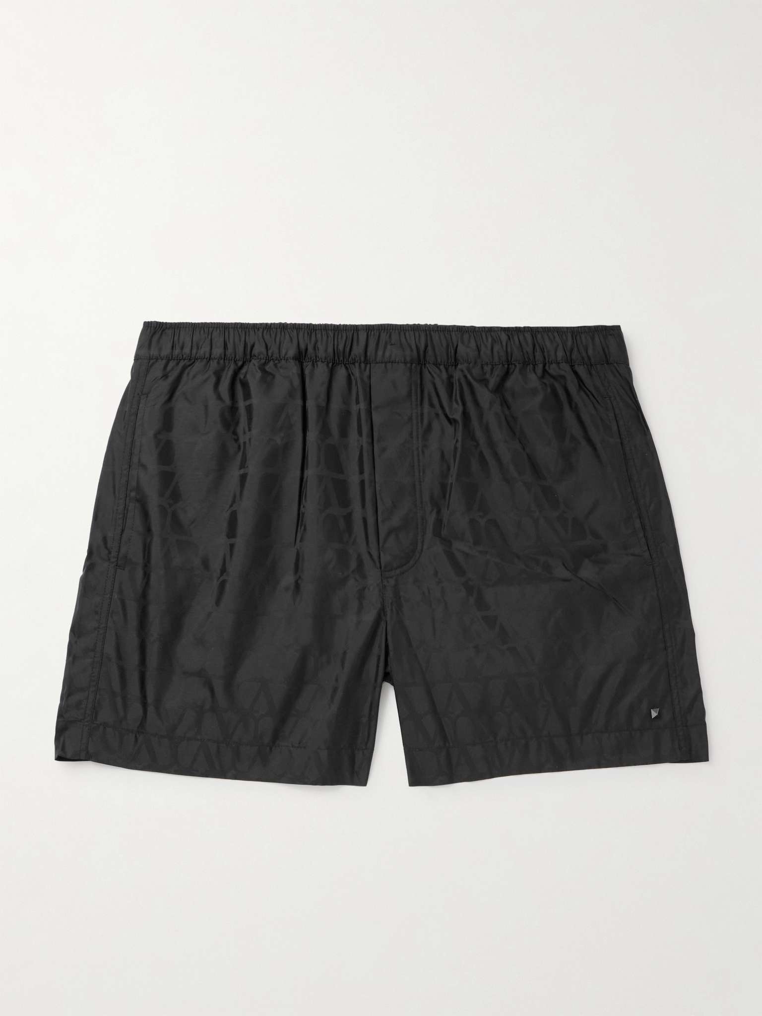 Straight-Leg Mid-Length Logo-Jacquard Swim Shorts - 1