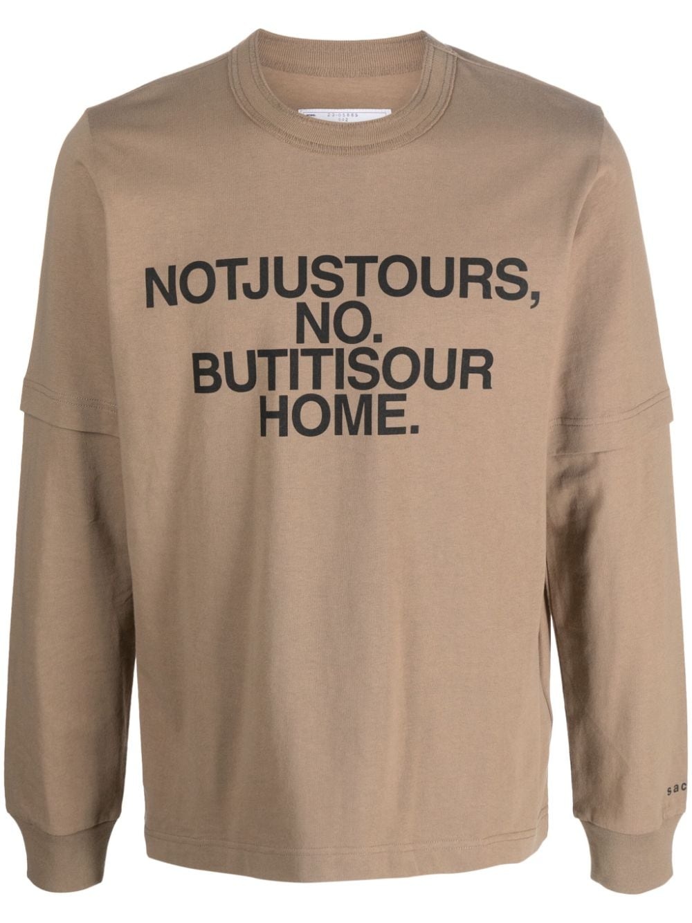 slogan-print layered cotton sweatshirt - 1