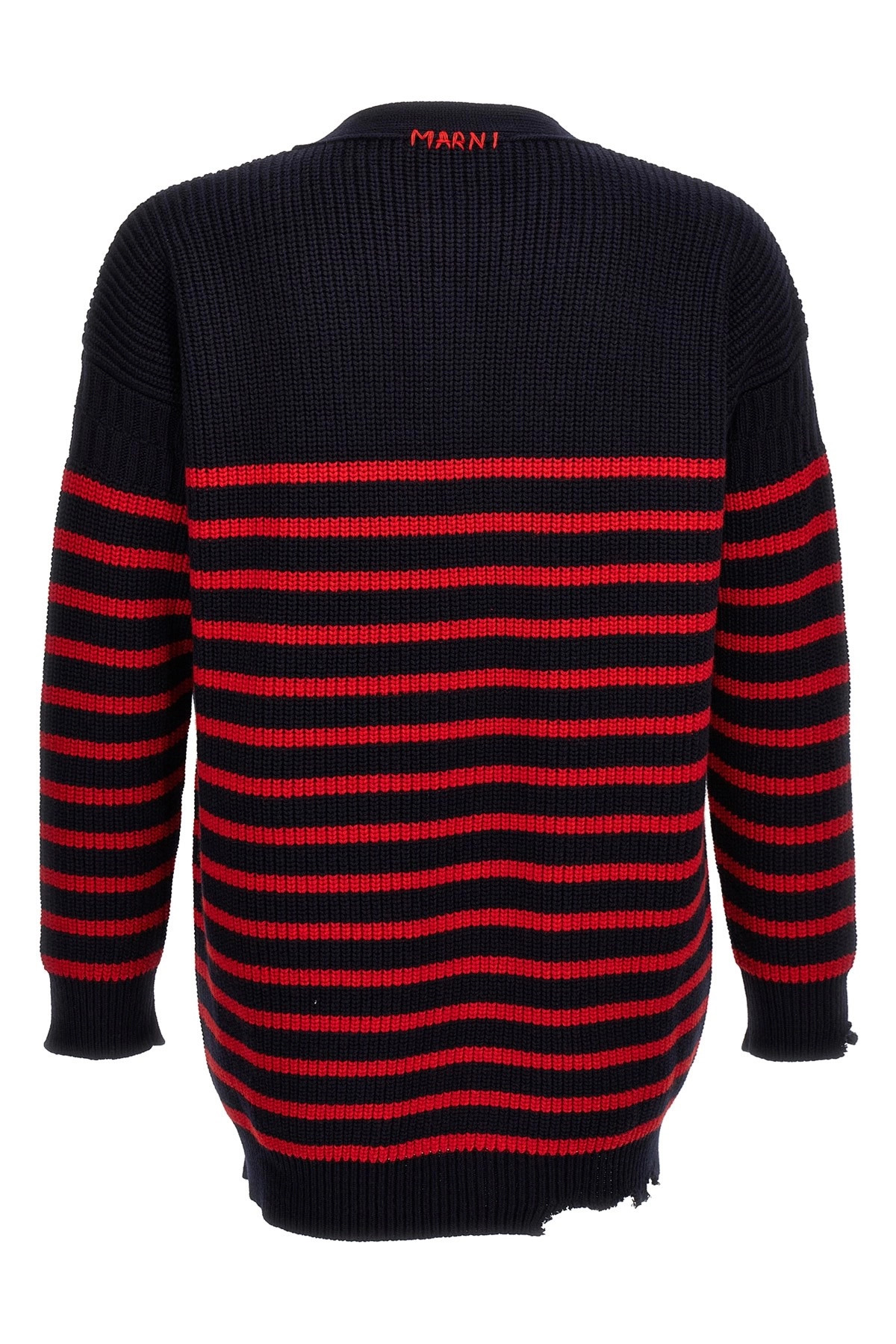 Destroyed effect striped cardigan - 3