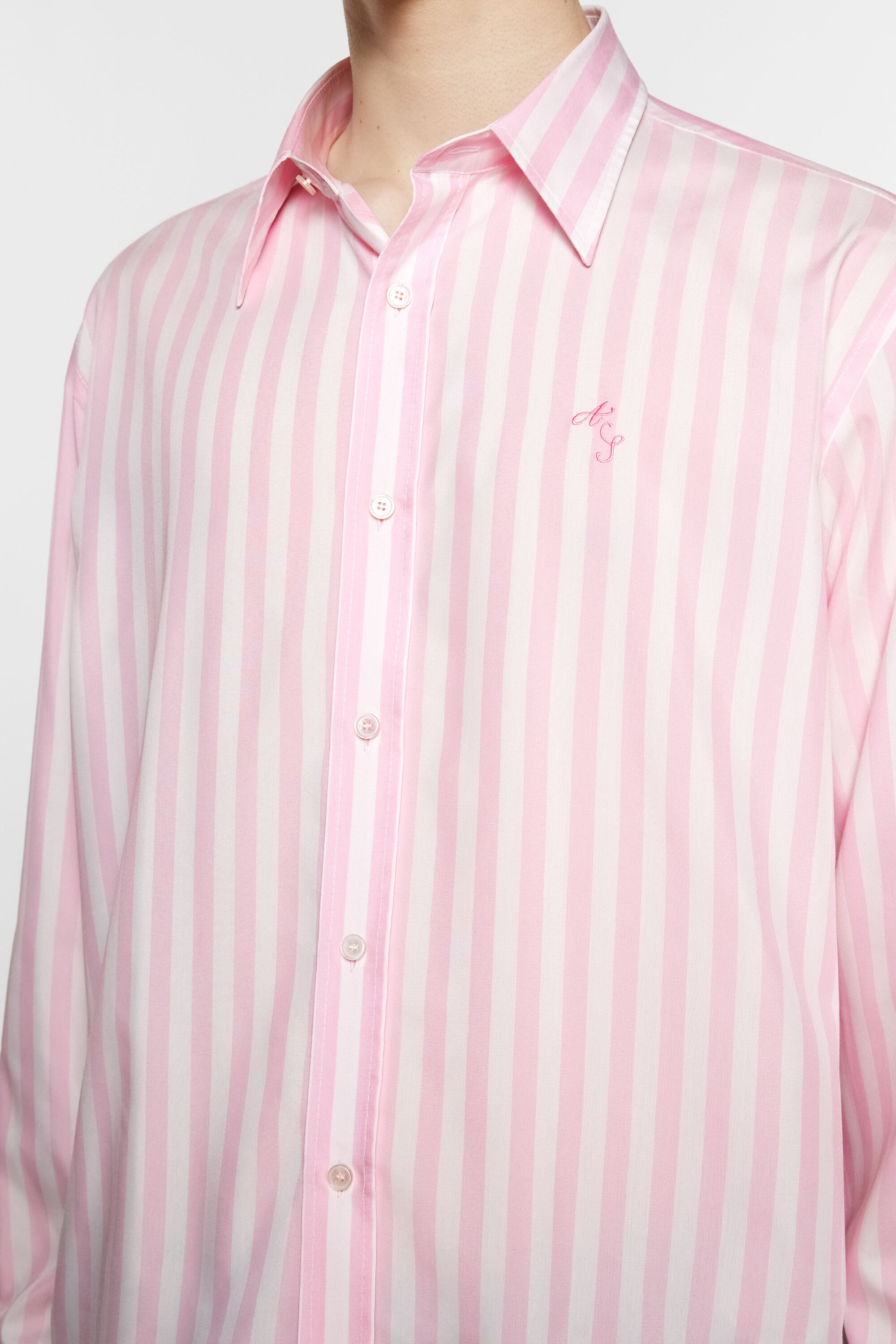Stripe button-up shirt - Pink/white - 4