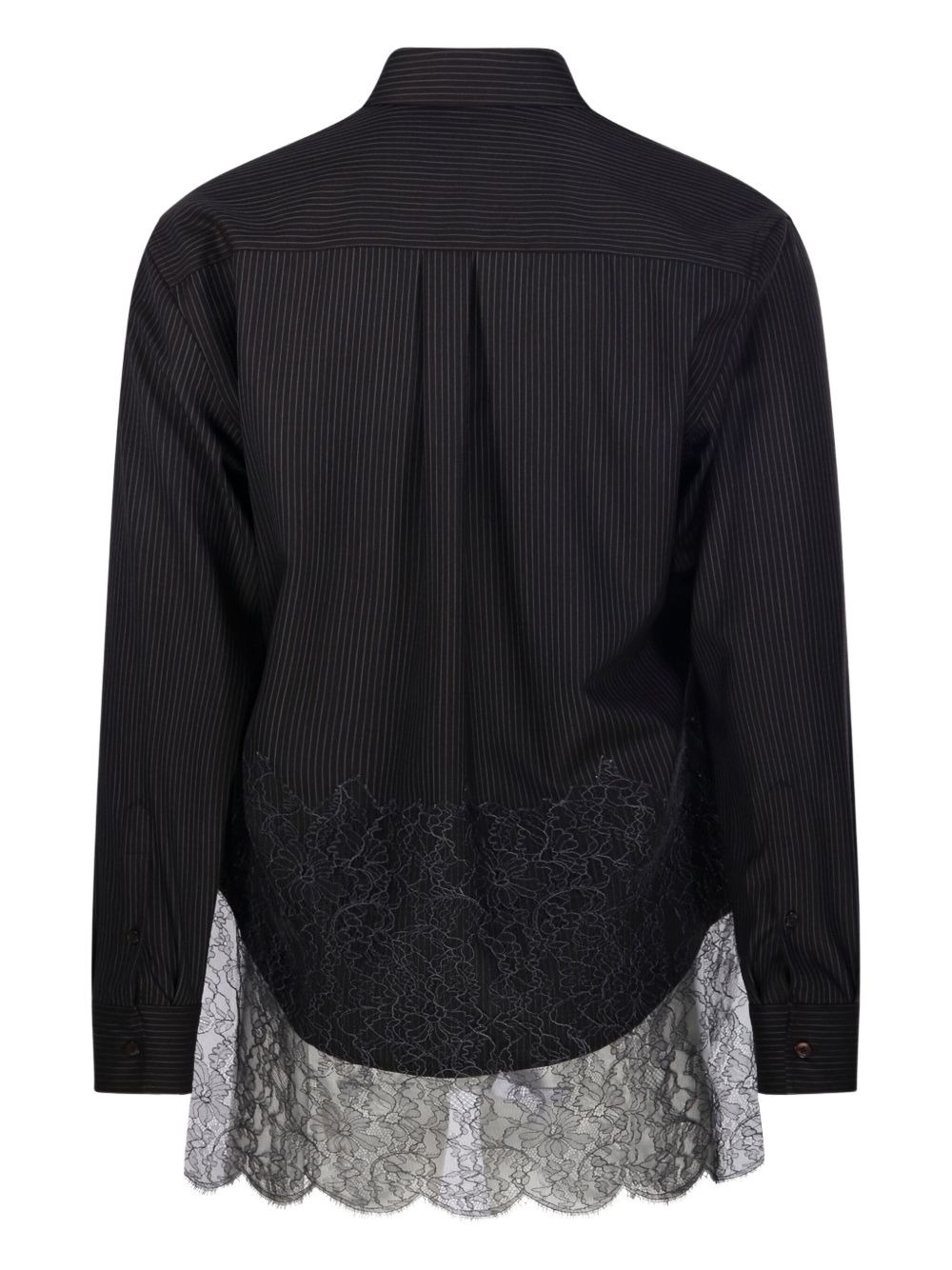striped lace-detailing shirt - 2