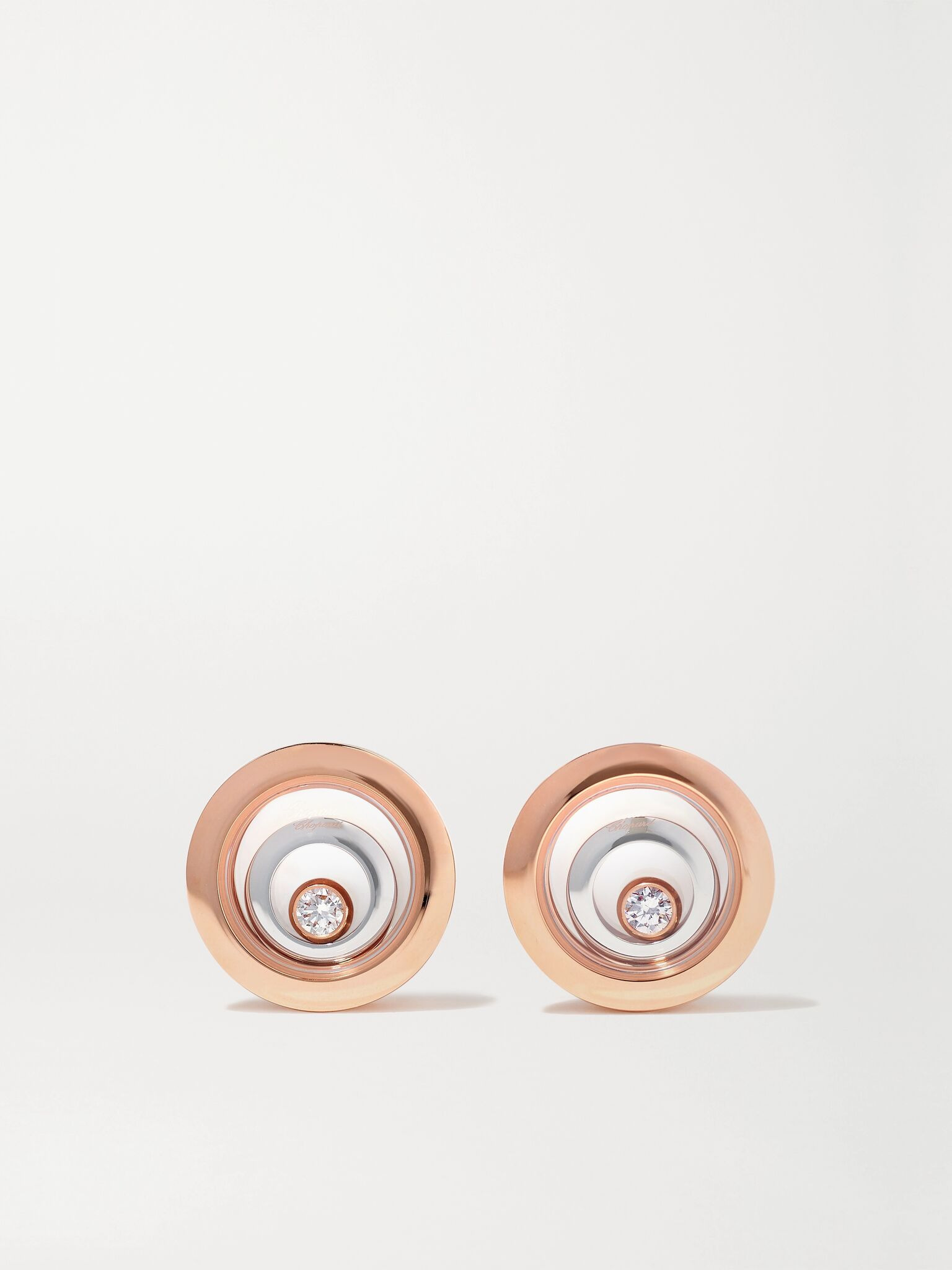 Happy Spirit 18-karat rose and white gold diamond earrings Gold - 1