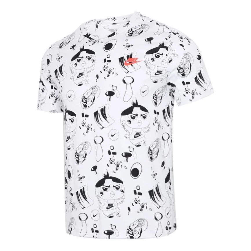 Nike Cartoon Pattern Full Print Sports Short Sleeve White DD1325-100 - 1