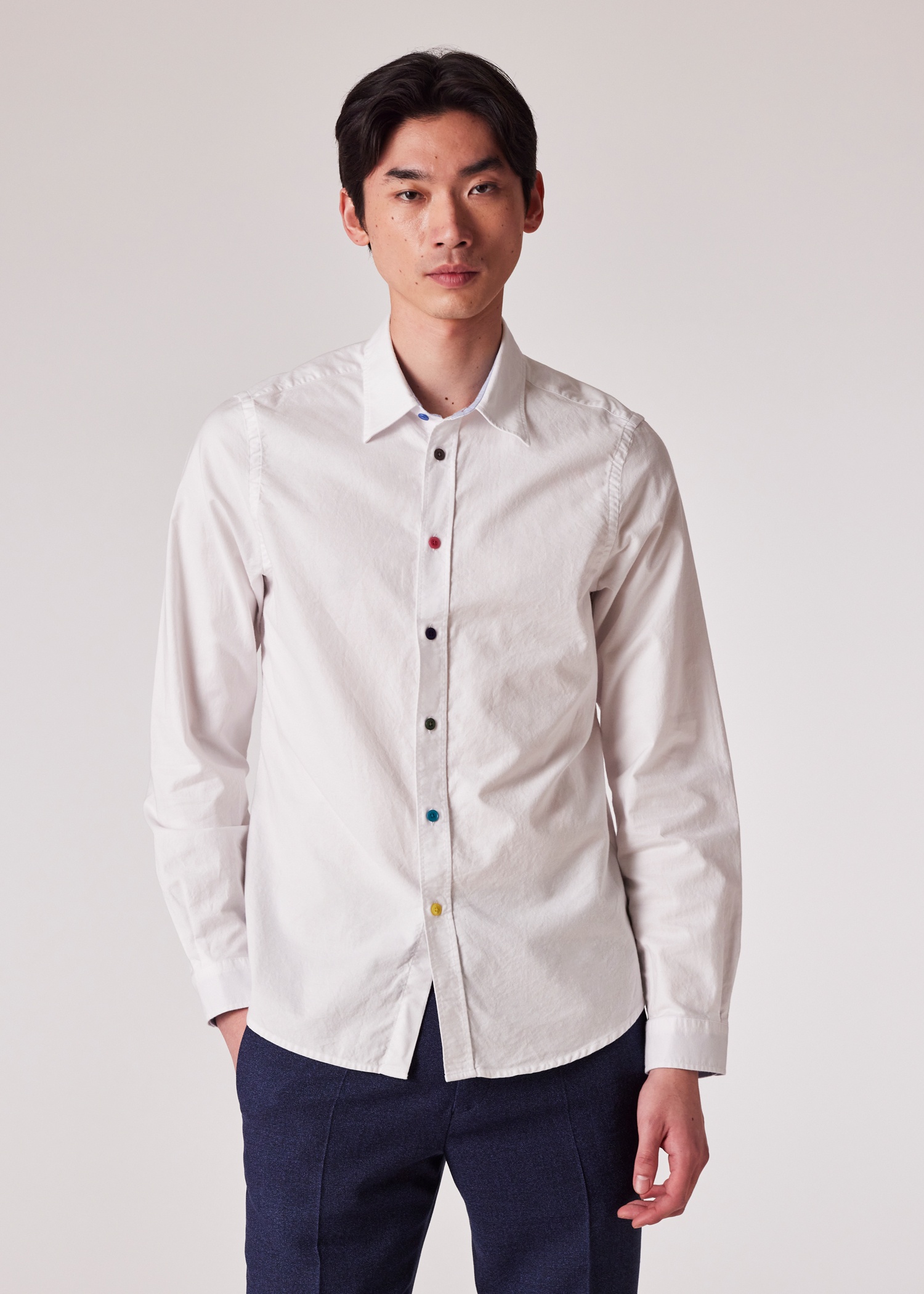 Tailored-Fit White Organic-Cotton Multicolour Button Oxford Shirt - 3