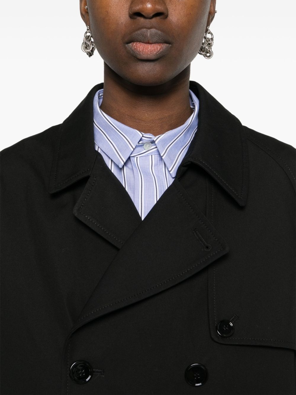 double-breasted cotton cropped jacket - 5
