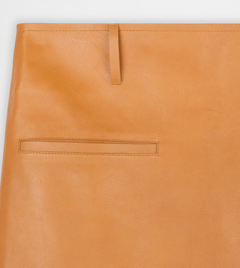 SKIRT IN LEATHER - ORANGE 7