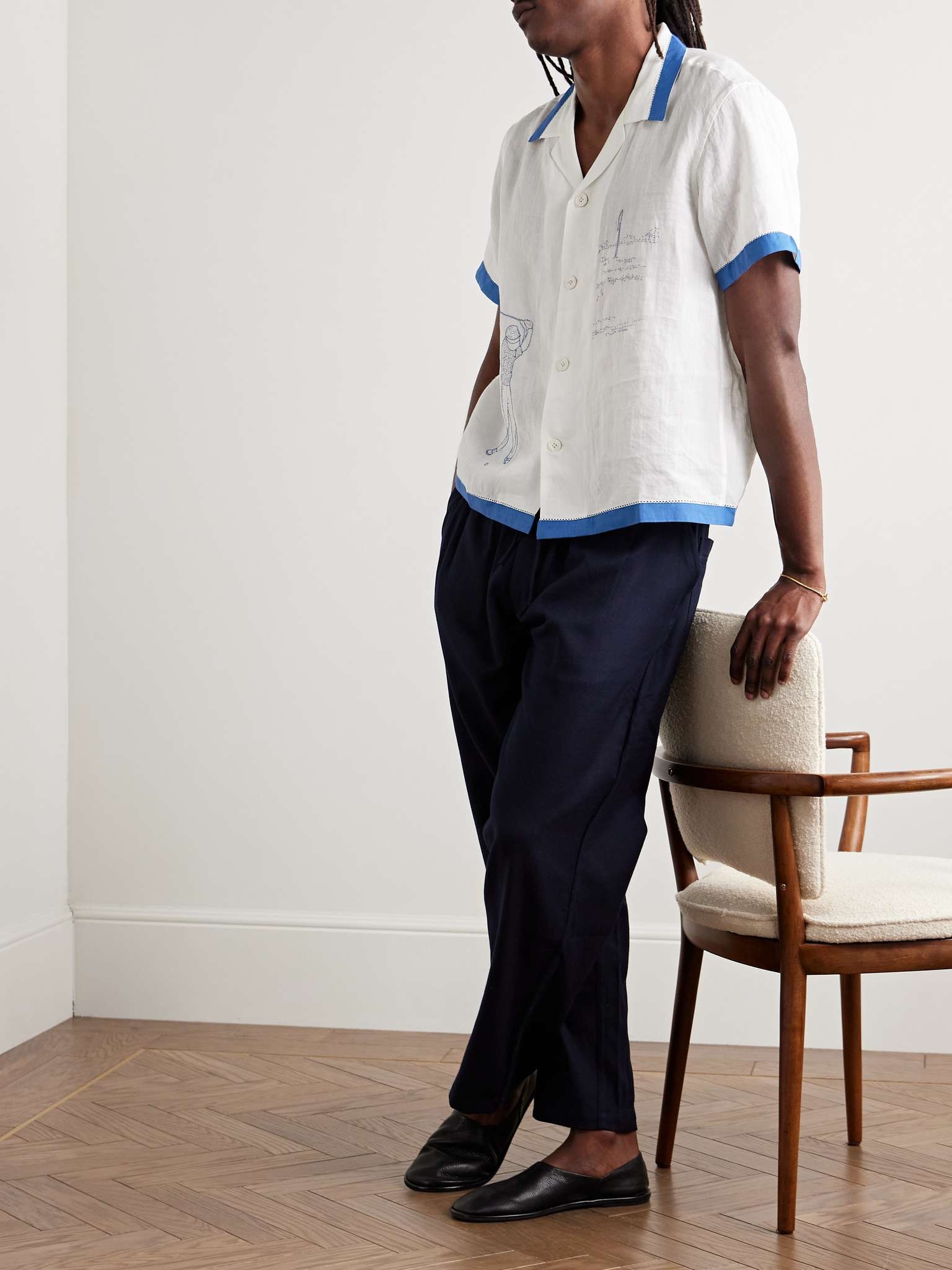 Club Champion Camp-Collar Embroidered Linen Shirt - 2