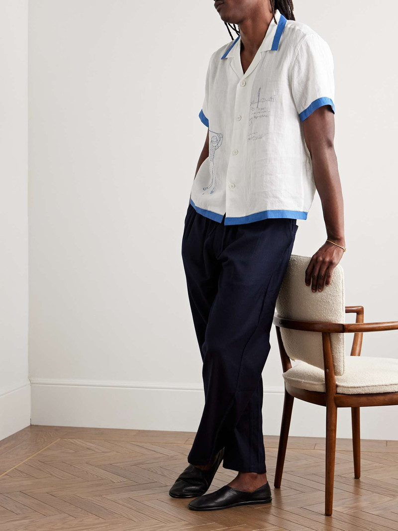 BODE Club Champion Camp-Collar Embroidered Linen Shirt outlook