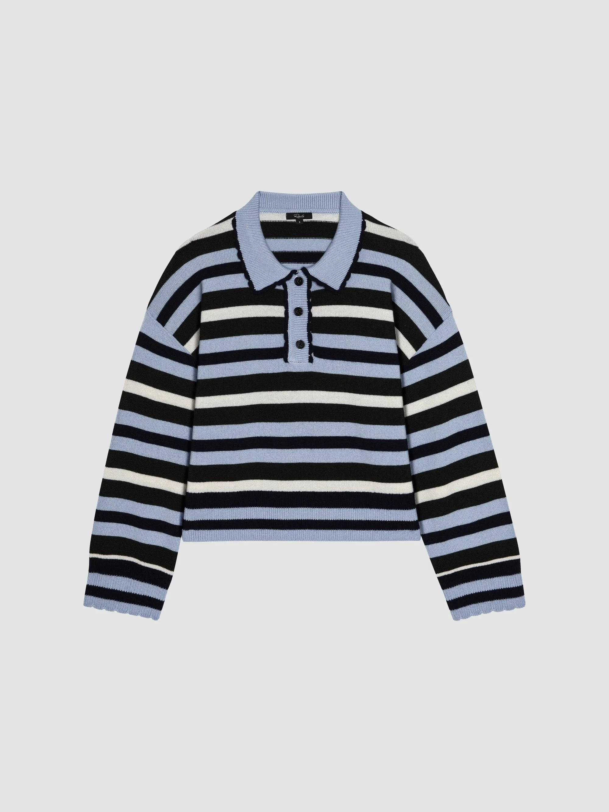 Women's Delora Striped Merino Wool-Blend Sweater - Sky Forest Stripe - 1