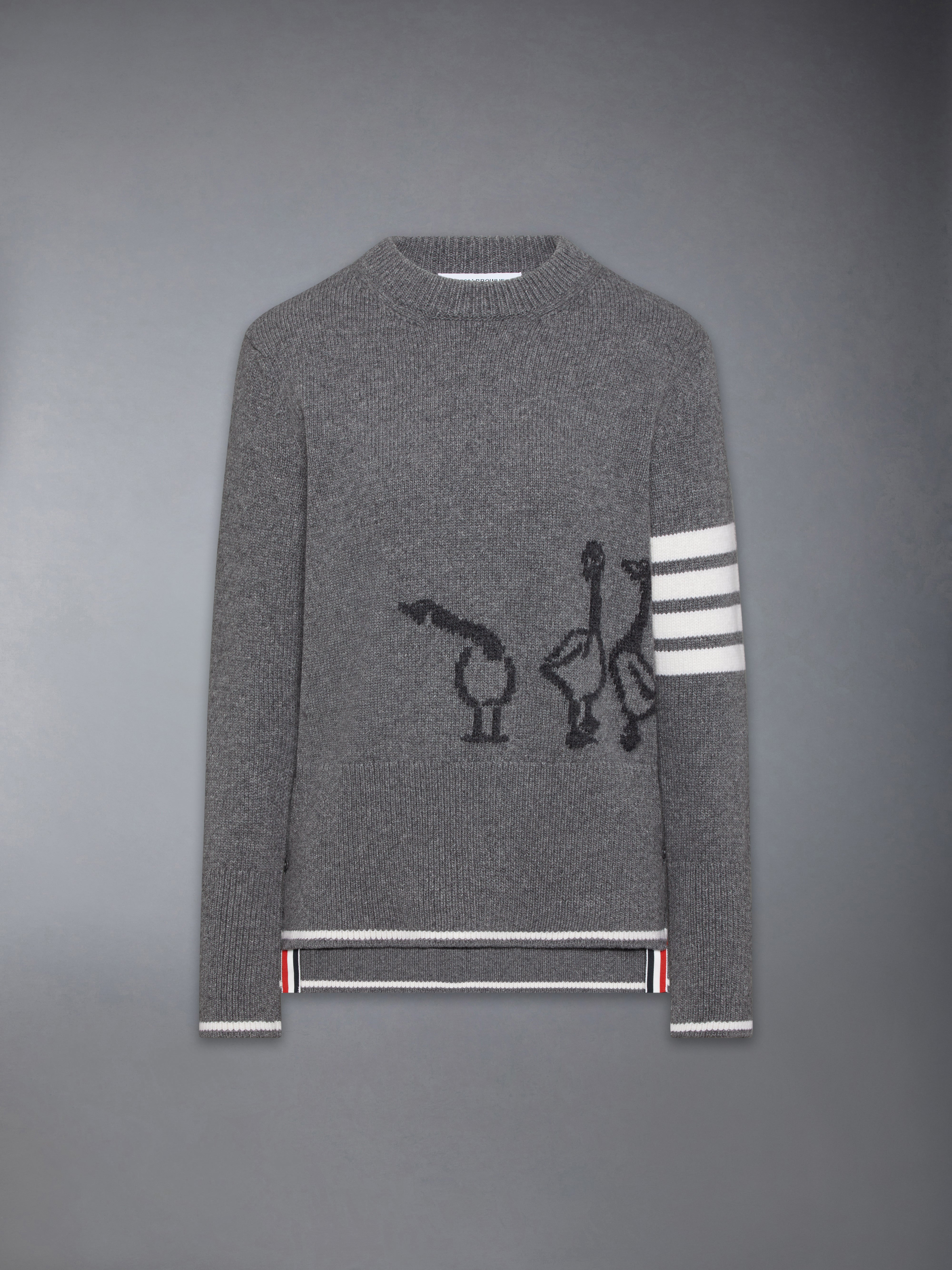 FINE MERINO INTARSIA GEESE 4-BAR PULLOVER - 1