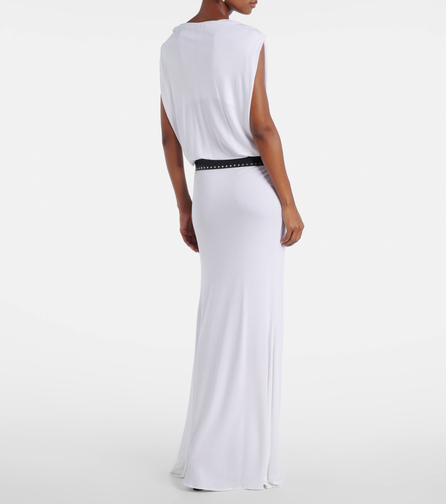 Belted draped jersey maxi dress - 3