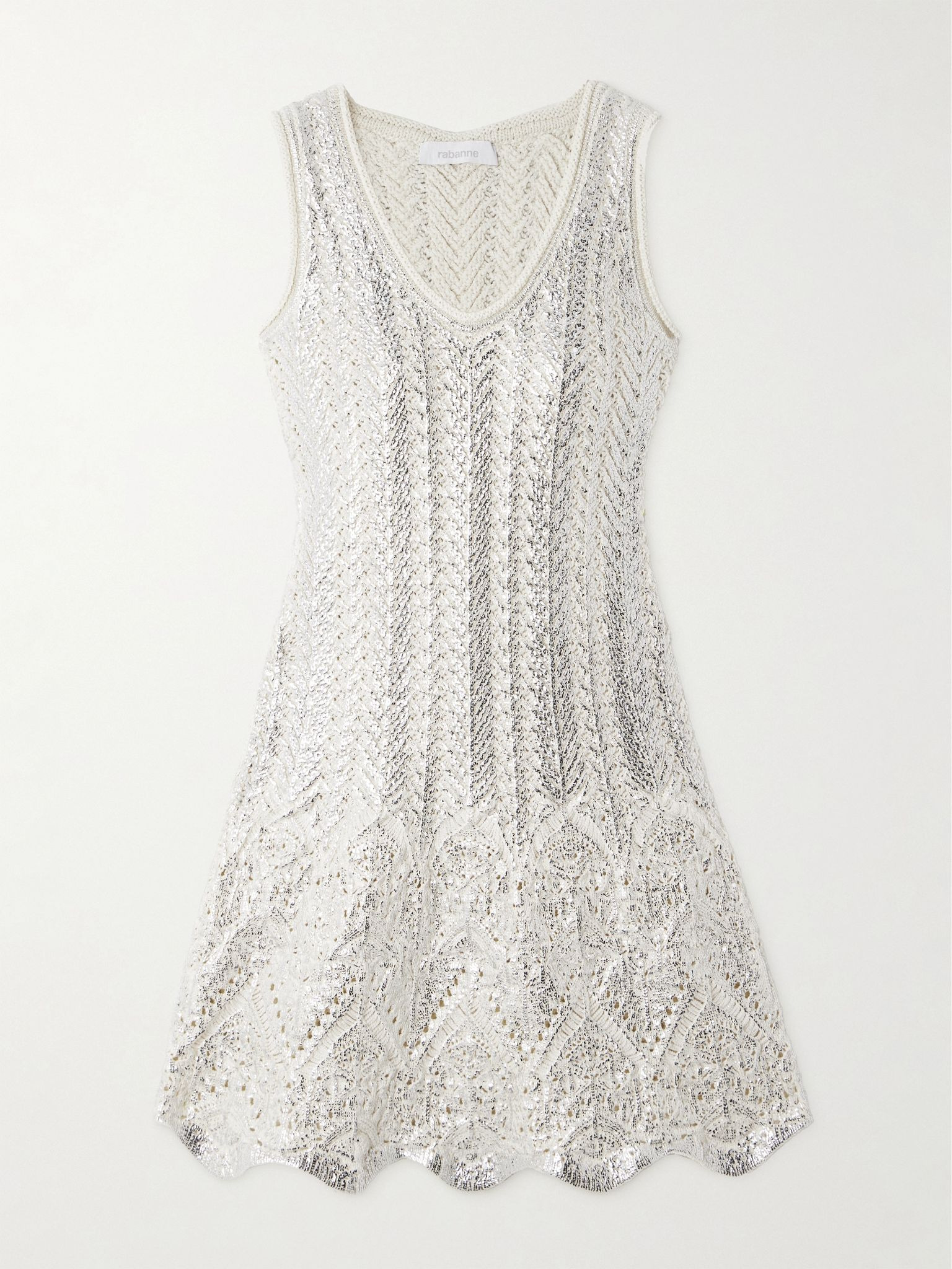 Metallic cotton-blend mini dress Silver - 1