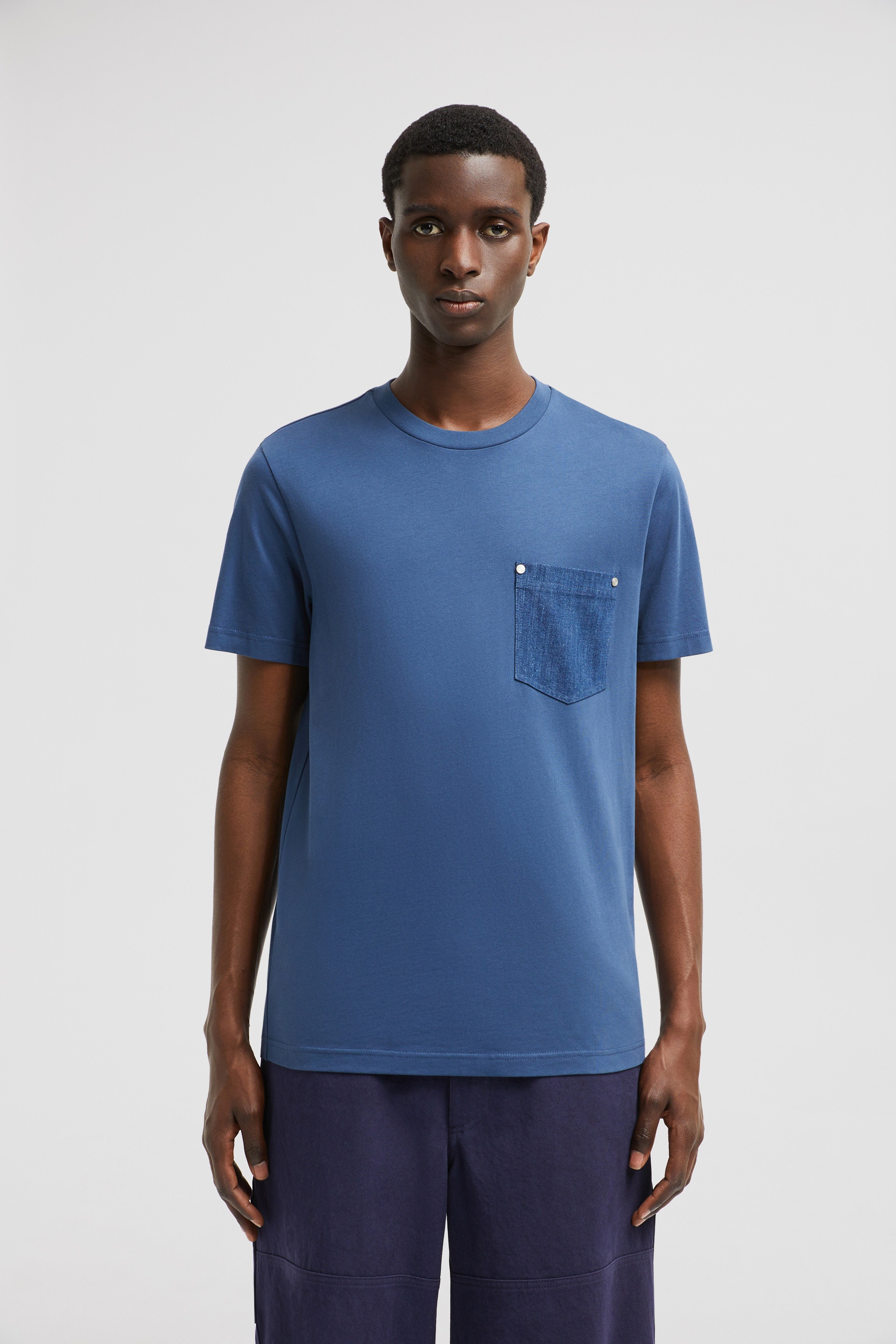 Cotton & Denim T-Shirt with Pocket - 3