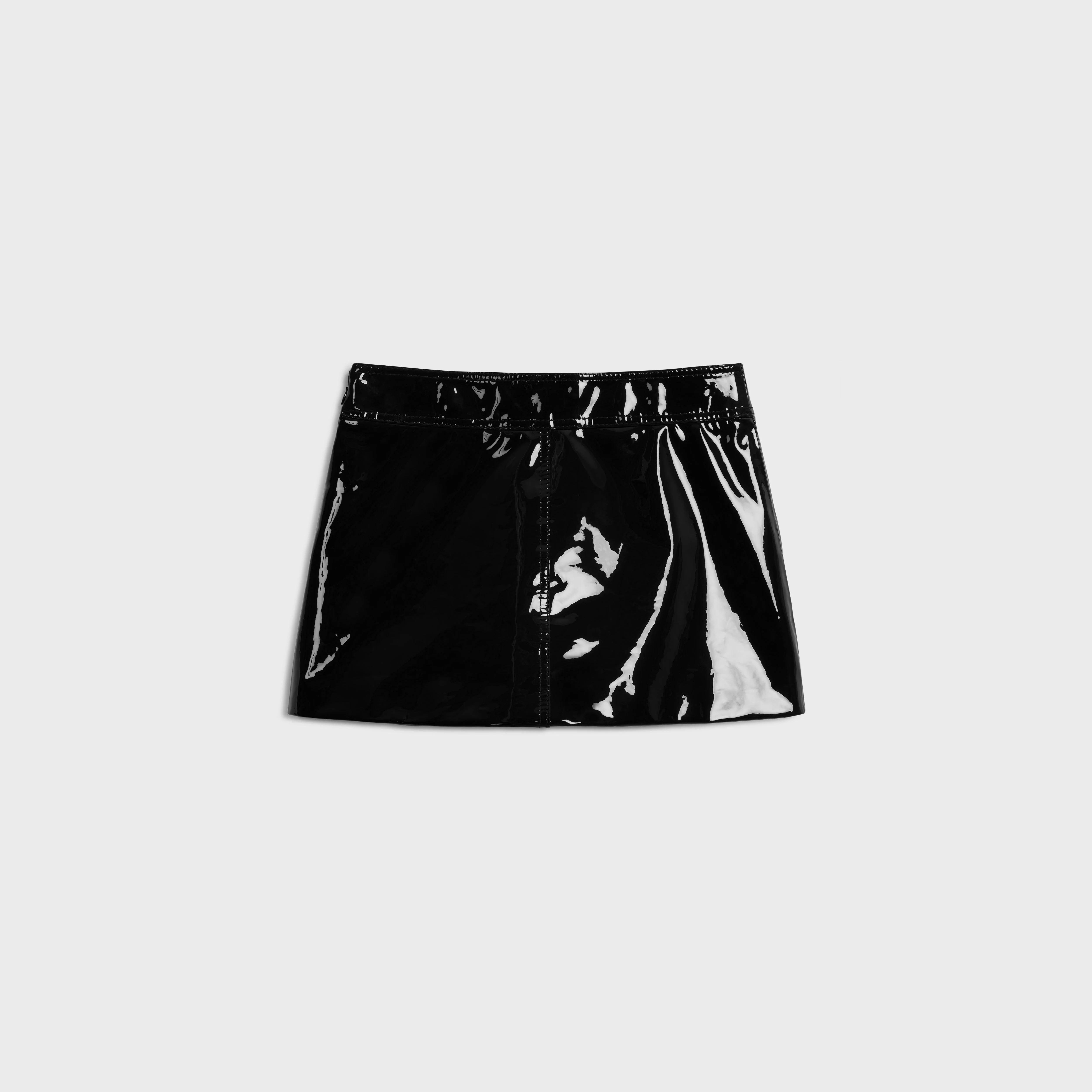 trapeze mini skirt in patent lambskin leather - 2
