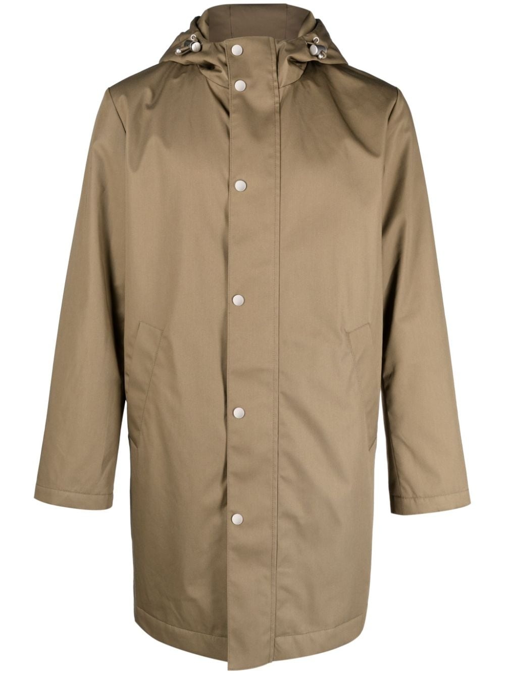 hooded single-breasted raincoat - 1