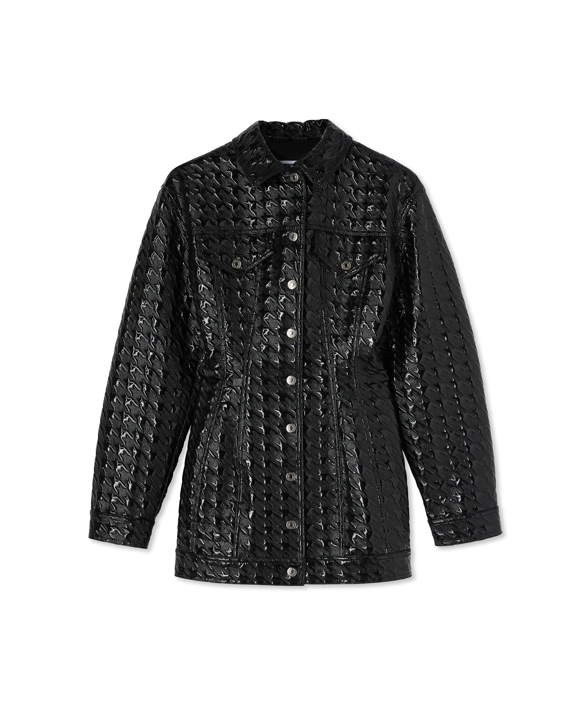 Mini dress with  "Embossed Pied de Poule Vinyl" print - 1