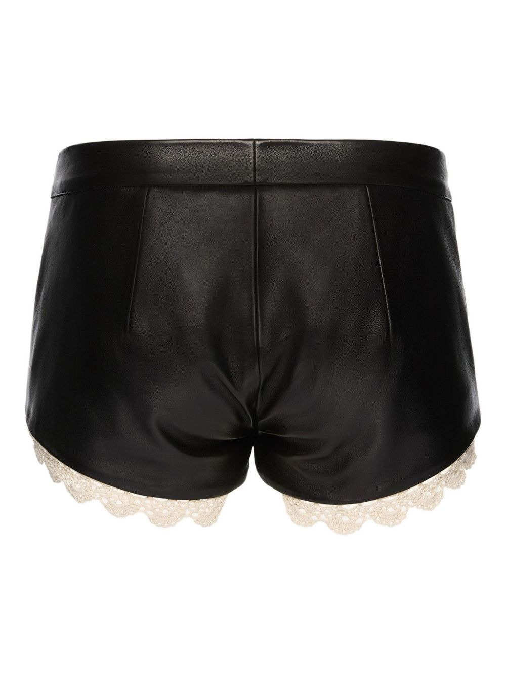 leather lace-trimmed shorts - 2