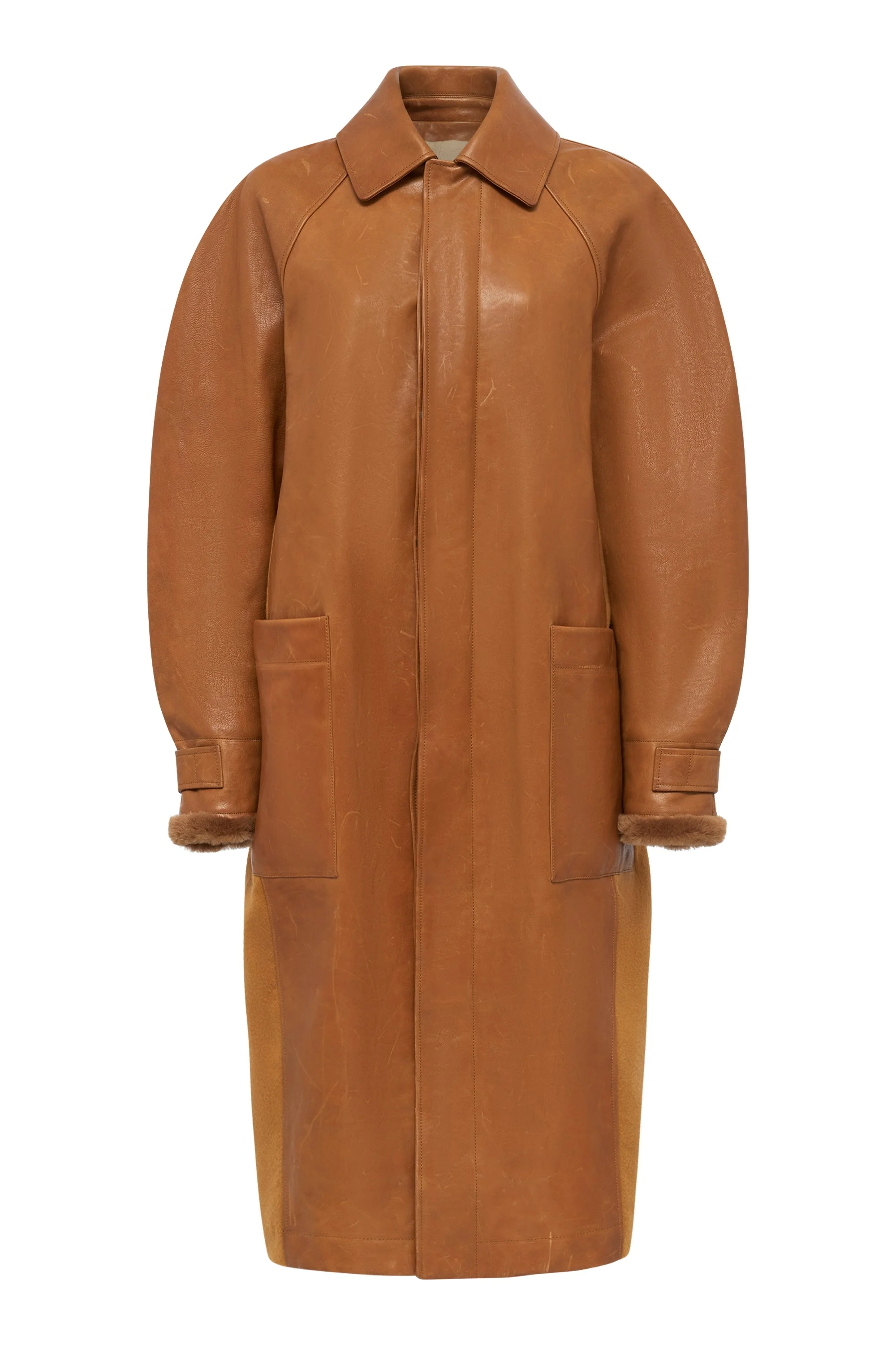 Arbor Cocoon Coat in Cognac Vachetta Leather - 1