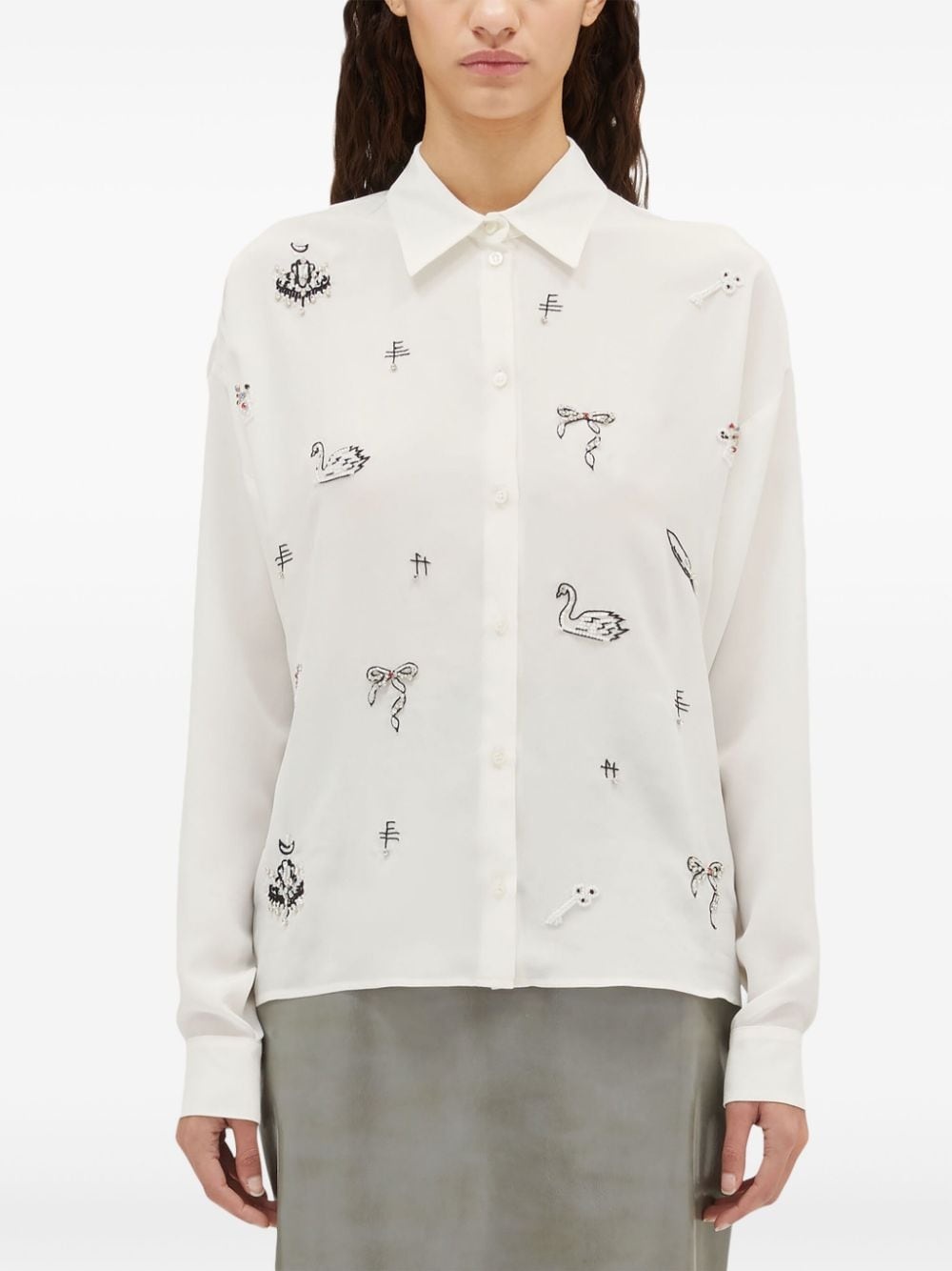 beaded button-up shirt - 2