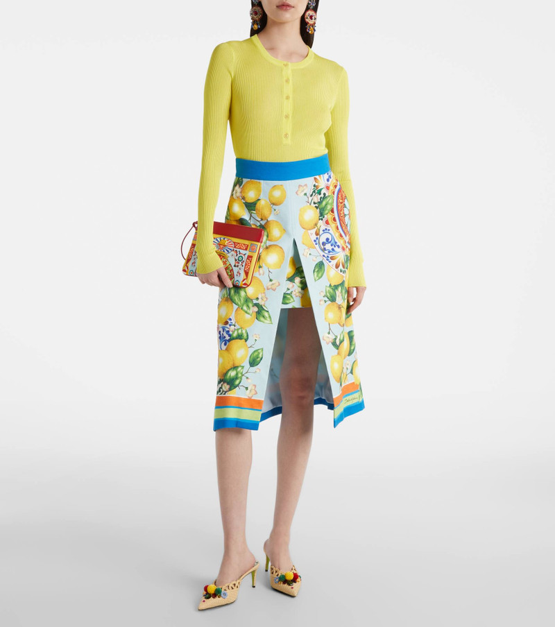 Dolce & Gabbana Layered printed cotton-blend midi skirt outlook