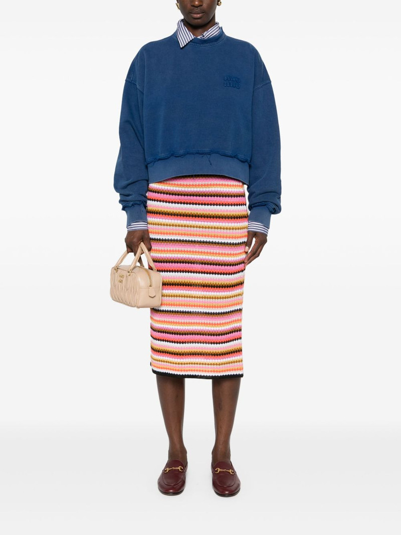 Miu Miu logo-patches cotton sweatshirt outlook