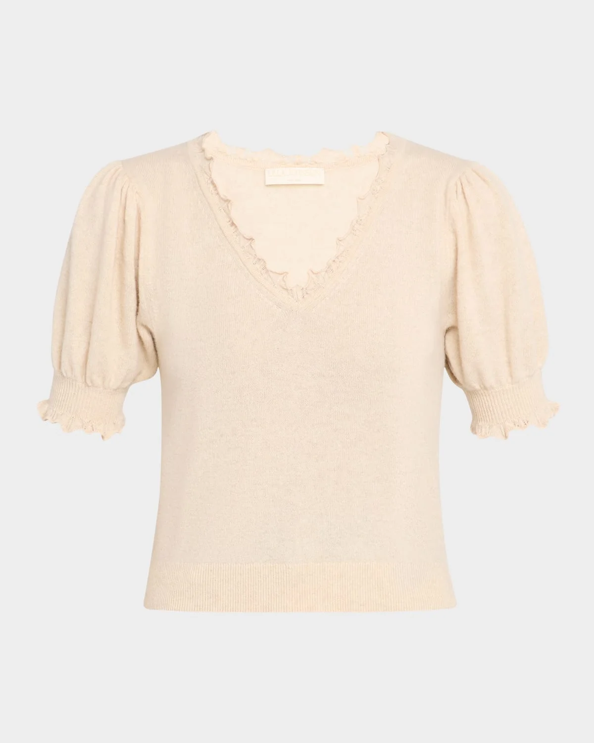 Polline Cashmere Frilled Puff-Sleeve Sweater - 1