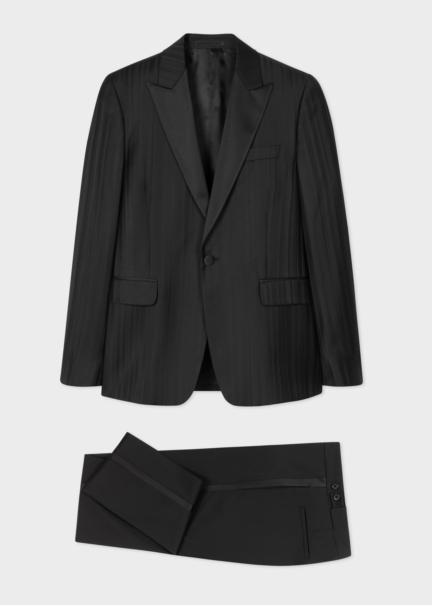 Tailored-Fit Wool 'Shadow Stripe' Evening Suit - 1