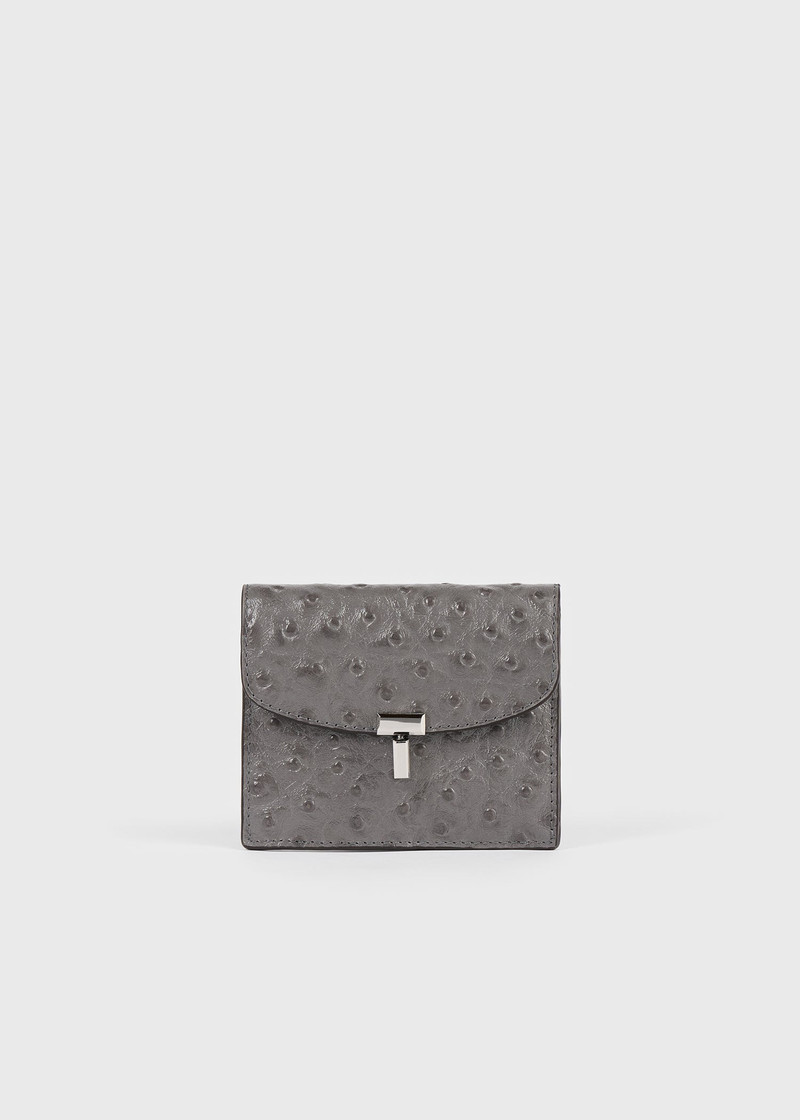 T-lock ostrich-embossed cardholder grey 1
