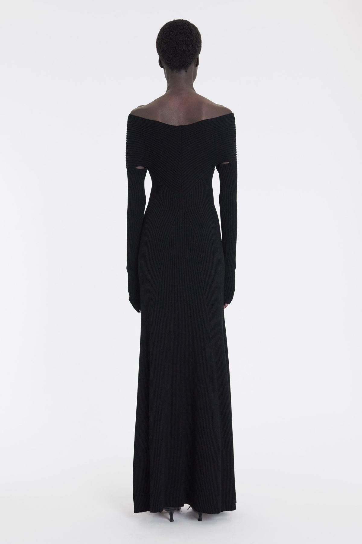KNIT MAXI OFF SHOULDER DRESS BLACK - 3