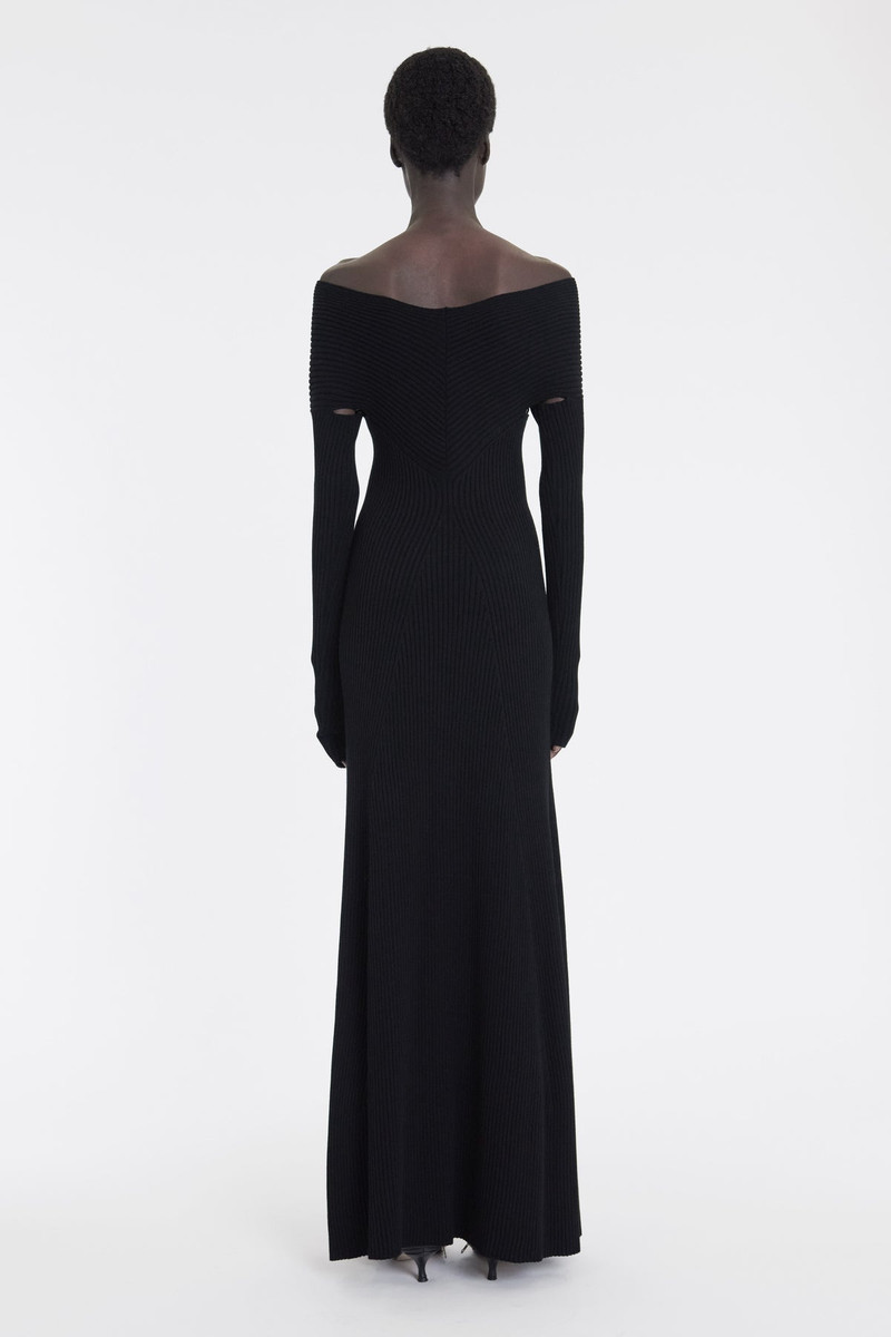 KNIT MAXI OFF SHOULDER DRESS BLACK 3