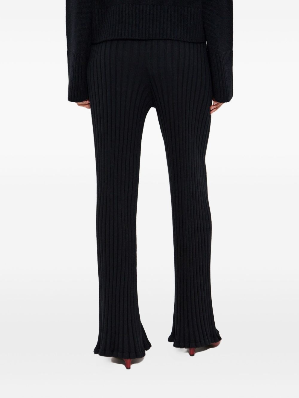 ribbed-knit flared trousers - 4