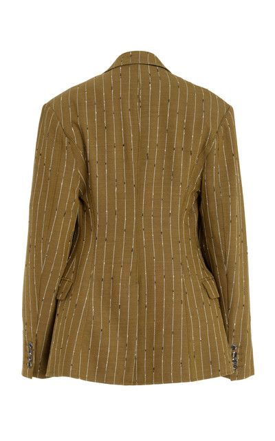 ULLA JOHNSON Dhemi Pinstriped Wool-Blend Blazer green outlook