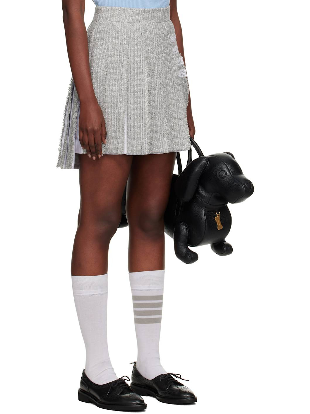 Gray Classic Pleated 4-Bar Miniskirt - 2