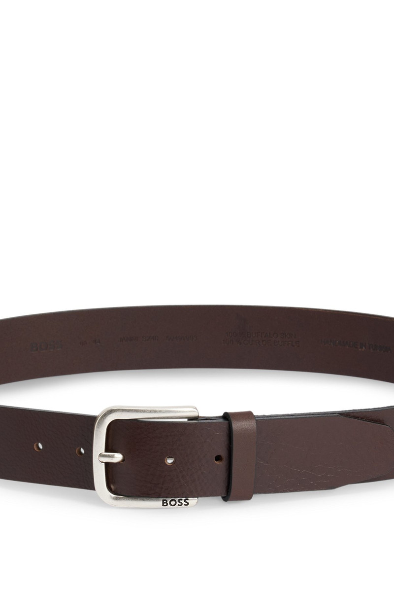 BUFFALO-LEATHER BELT WITH BRANDED PIN BUCKLE 4