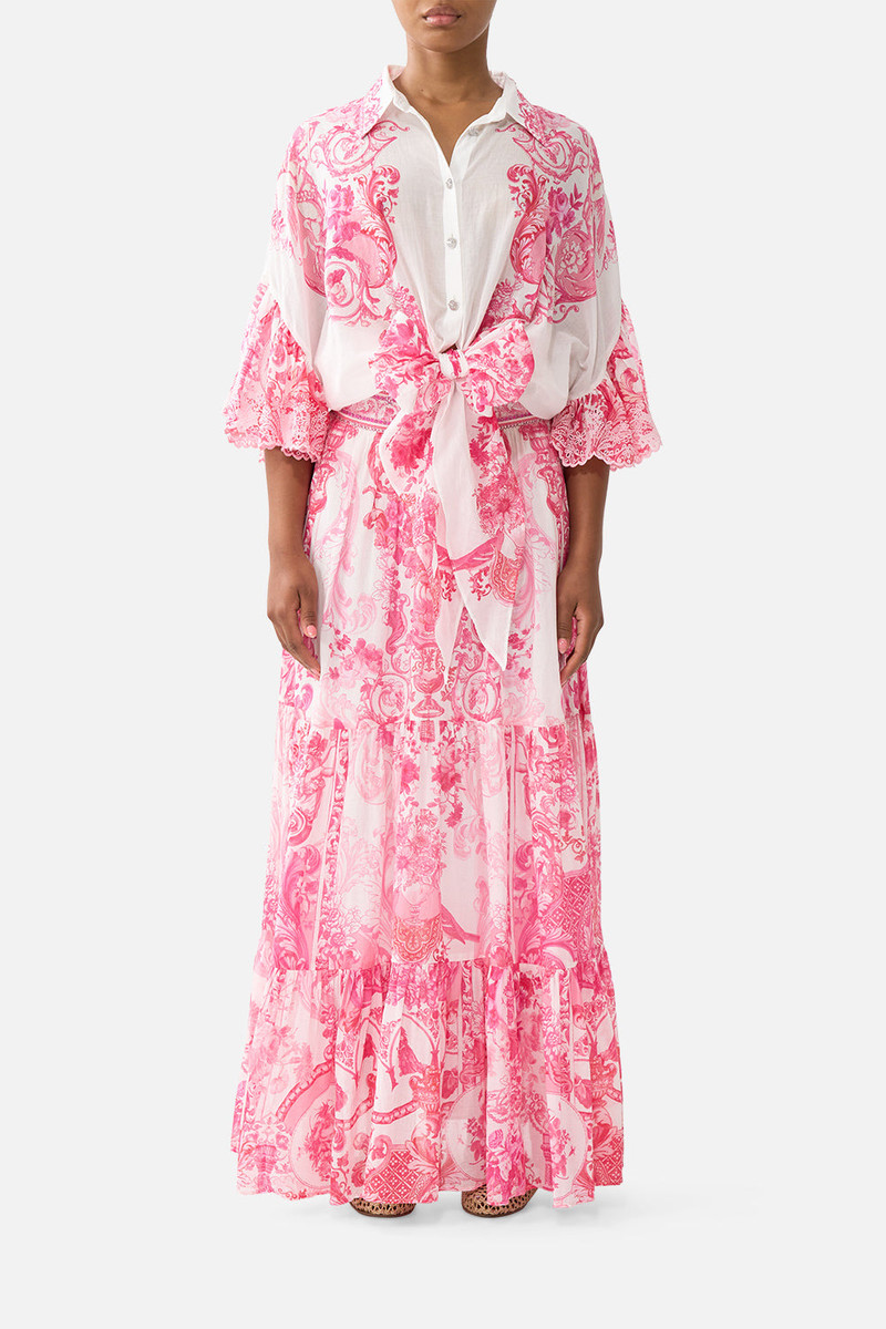 CAMILLA TIE FRONT SHIRT WITH SLEEVE FRILL outlook