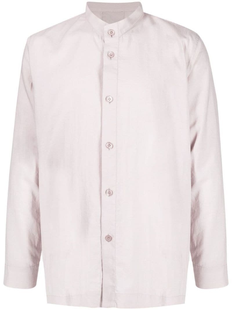 Ramie band-collar button-up shirt - 1