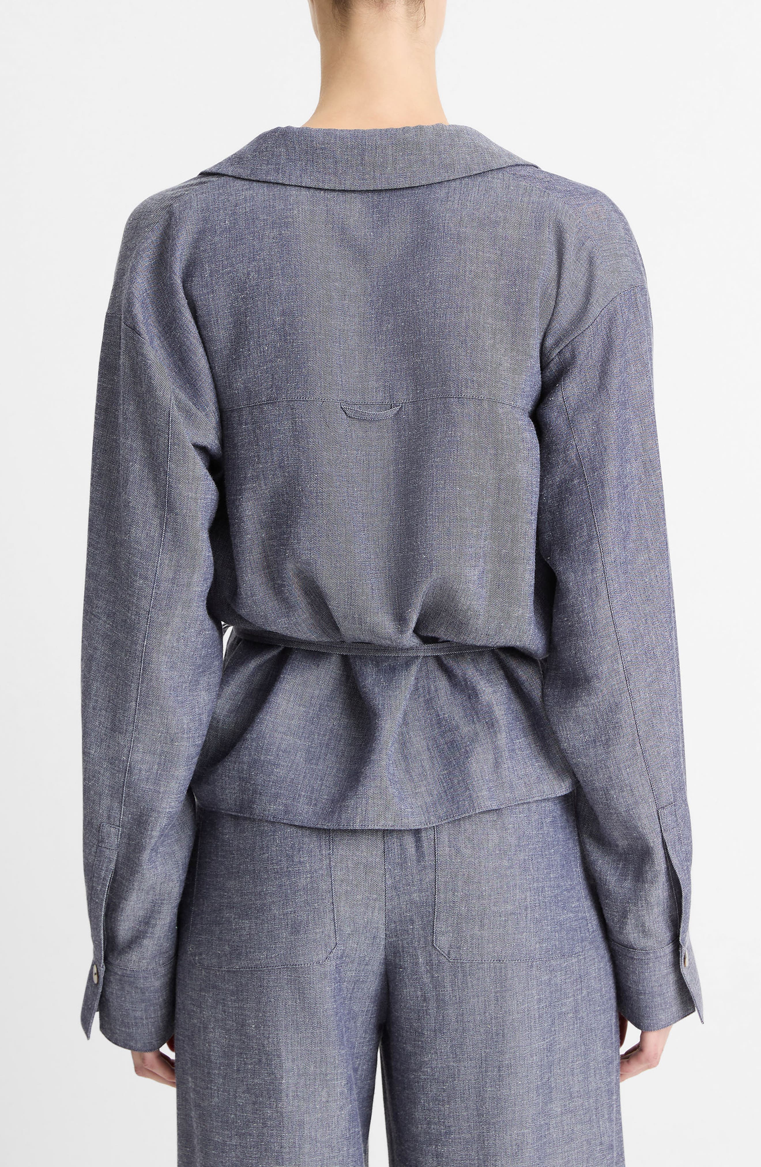 Vince Long Sleeve Wrap Top in Mid Indigo at Nordstrom - 2